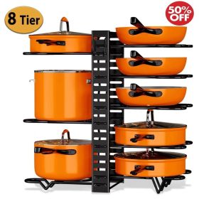 Pot Organizer Rack 8 Tiers Pots and Pans Organizer, Pot Lid Organizer for Kitchen Cabinet Cookware Organizers and Storage,Upgraded