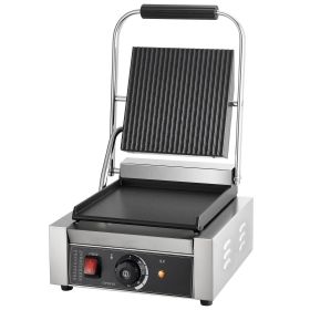 VEVOR Commercial Panini Grill, 1800W Electric Sandwich Panini Maker, Stainless Steel Sandwichs Press Grill with Handle and Temp Control