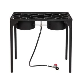 Rectangular Double Eyed Four Legged Gas Burner (Color: black)
