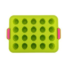 1pc 20 Cavity Jelly Tray; Food Grade Nonstick Silicone Mold; Pudding Fruit Ice Cube Mold; Kitchen Cooking Tools (Color: Green)