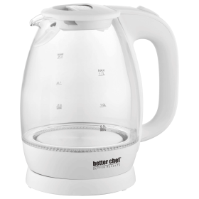 Better Chef 7-Cup Cordless Electric Borosilicate Glass Kettle with LED Light (Color: White)